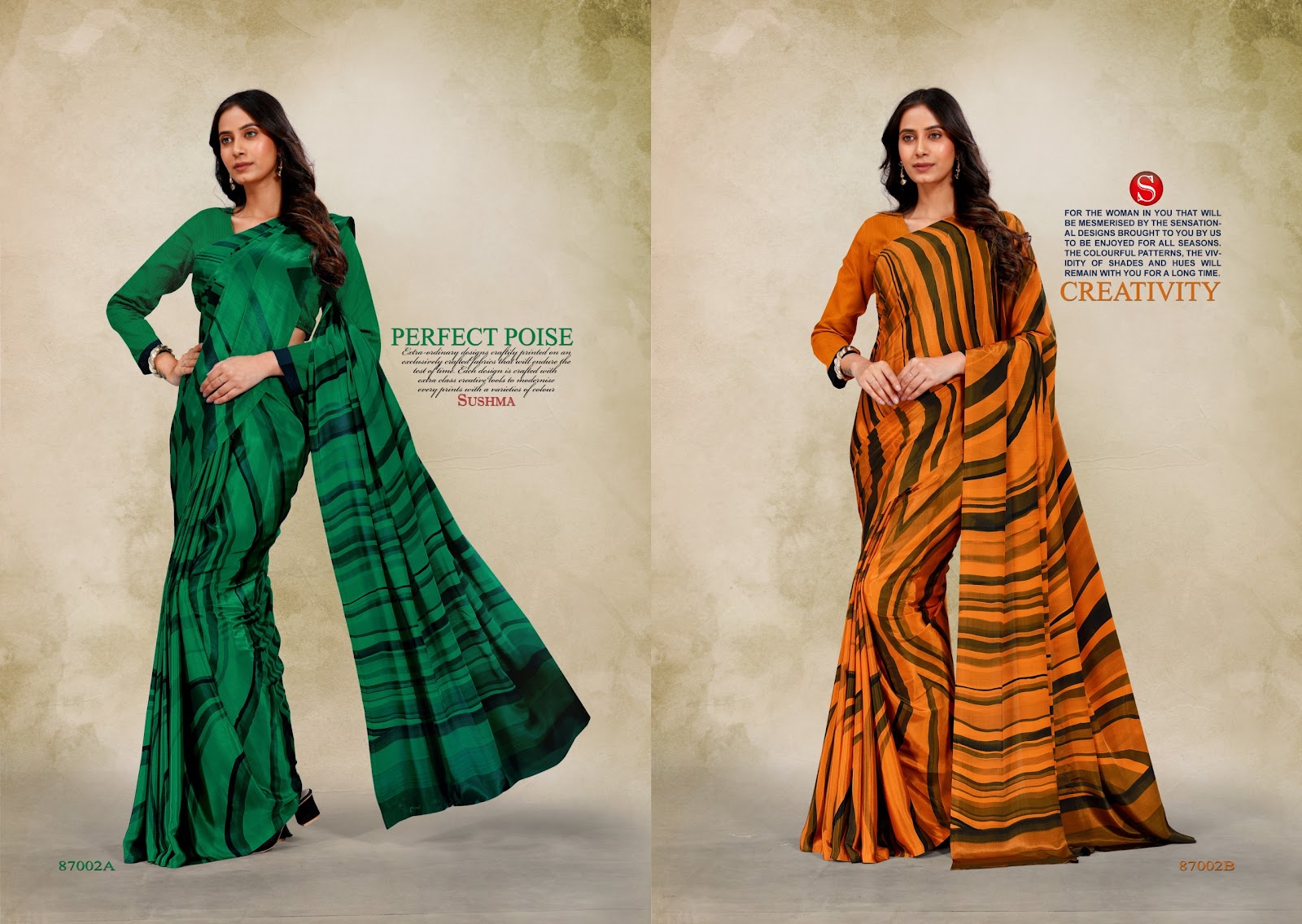 Luxury Sushma Crape Sarees Wholesale