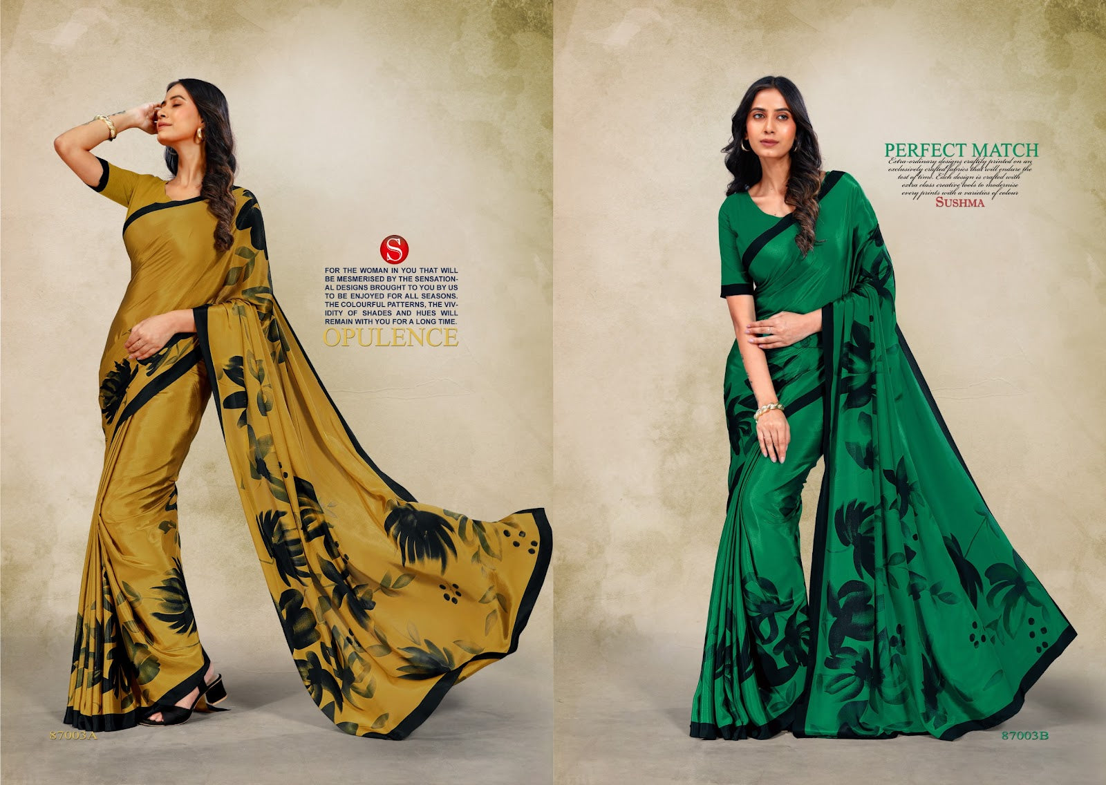 Luxury Sushma Crape Sarees Wholesale