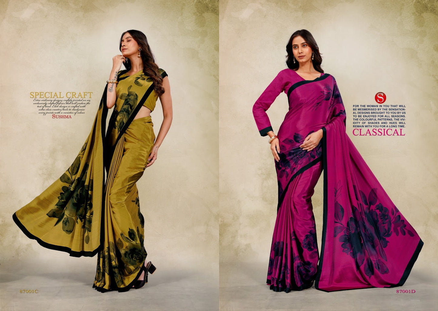 Luxury Sushma Crape Sarees Wholesale