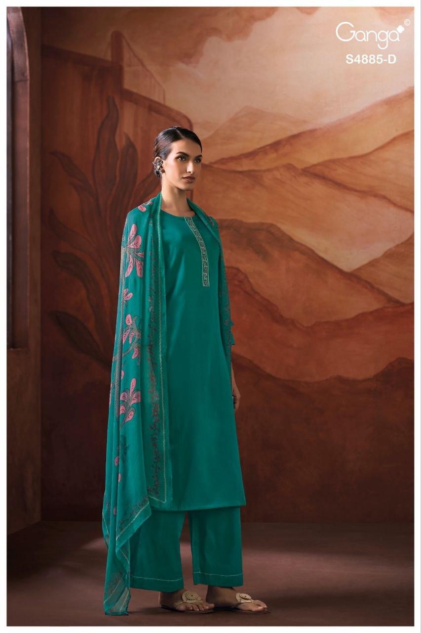 Lvessa S4885 Ganga Cotton Satin Plazzo Style Suits Manufacturer Ahmedabad