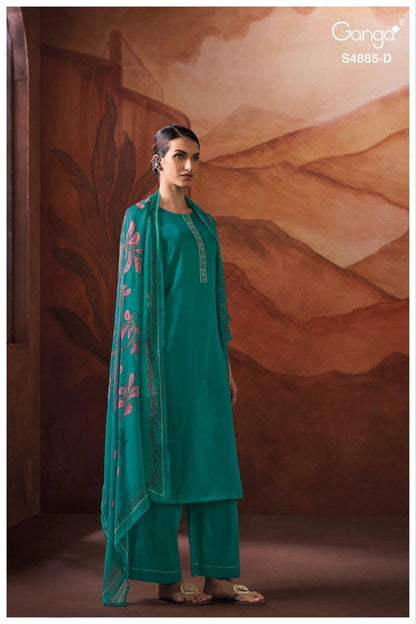 Lvessa S4885 Ganga Cotton Satin Plazzo Style Suits Manufacturer Ahmedabad