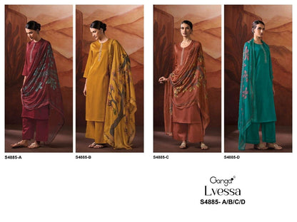 Lvessa S4885 Ganga Cotton Satin Plazzo Style Suits Manufacturer Ahmedabad