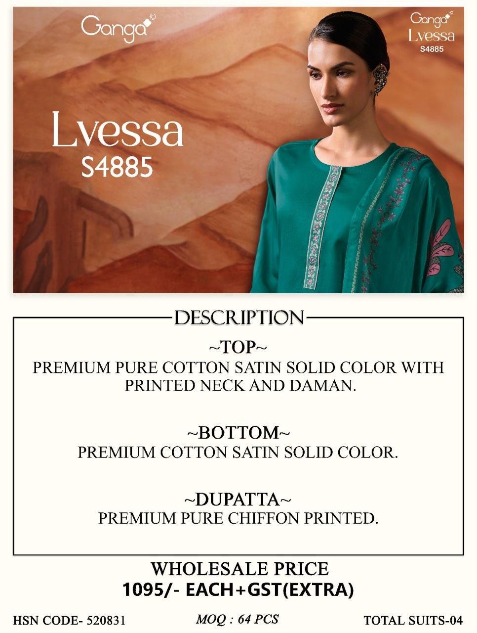 Lvessa S4885 Ganga Cotton Satin Plazzo Style Suits Manufacturer Ahmedabad