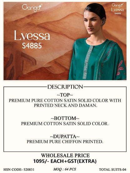 Lvessa S4885 Ganga Cotton Satin Plazzo Style Suits Manufacturer Ahmedabad