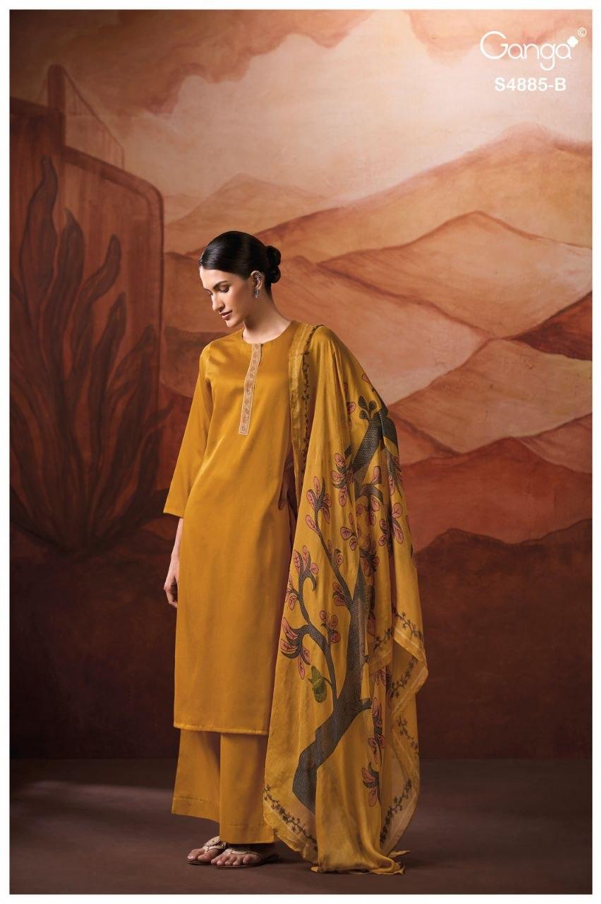 Lvessa S4885 Ganga Cotton Satin Plazzo Style Suits Manufacturer Ahmedabad