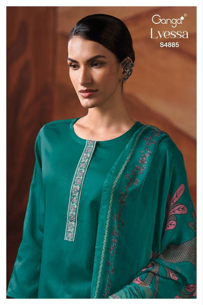 Lvessa S4885 Ganga Cotton Satin Plazzo Style Suits Manufacturer Ahmedabad