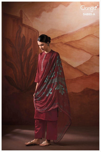 Lvessa S4885 Ganga Cotton Satin Plazzo Style Suits Manufacturer Ahmedabad