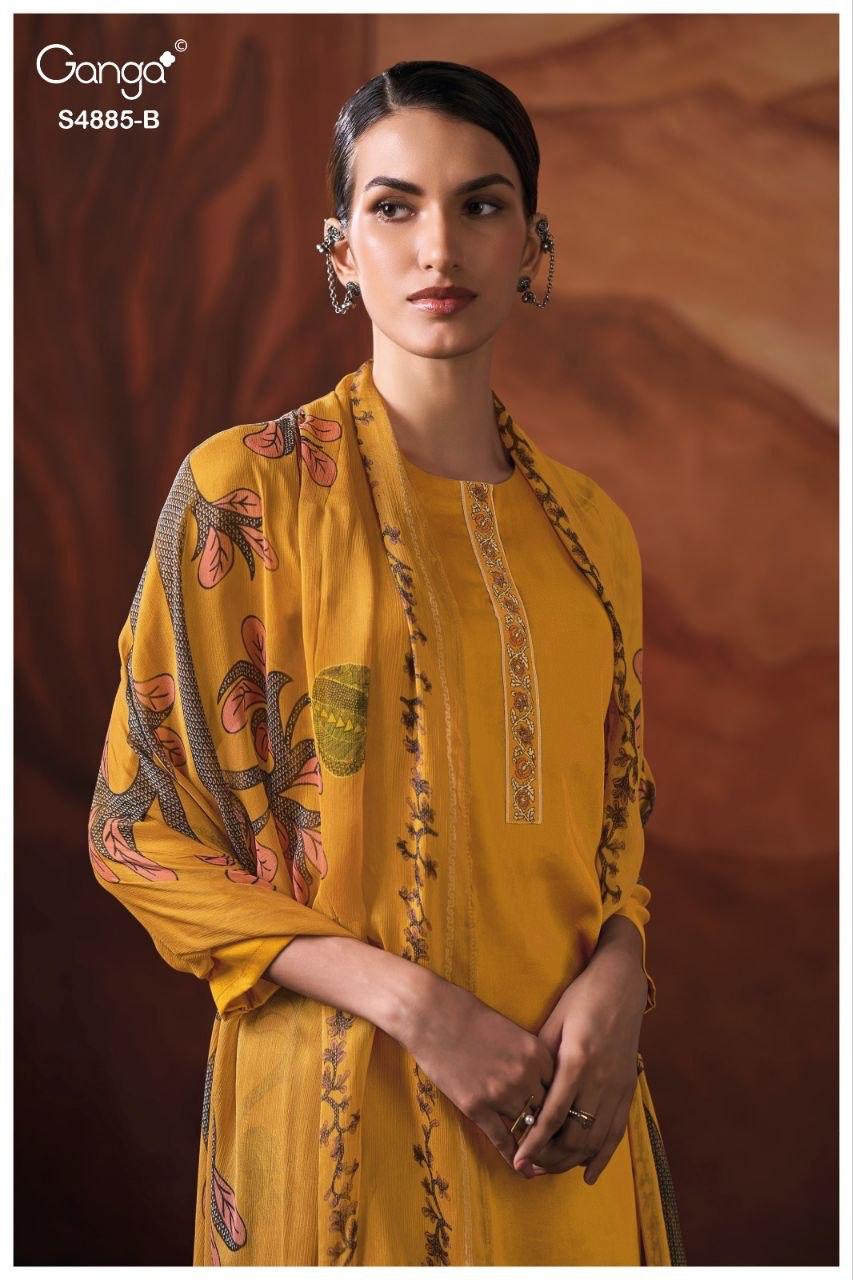 Lvessa S4885 Ganga Cotton Satin Plazzo Style Suits Manufacturer Ahmedabad