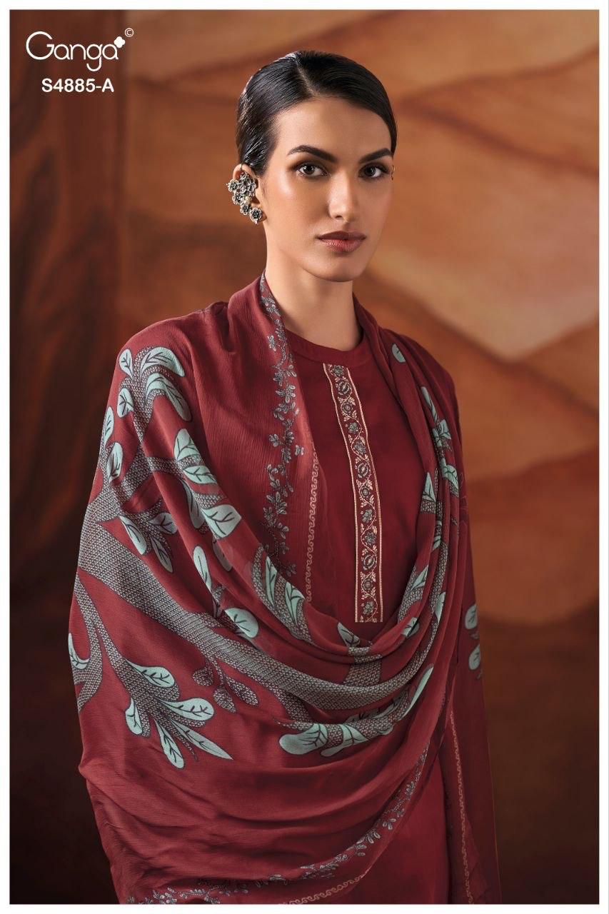 Lvessa S4885 Ganga Cotton Satin Plazzo Style Suits Manufacturer Ahmedabad