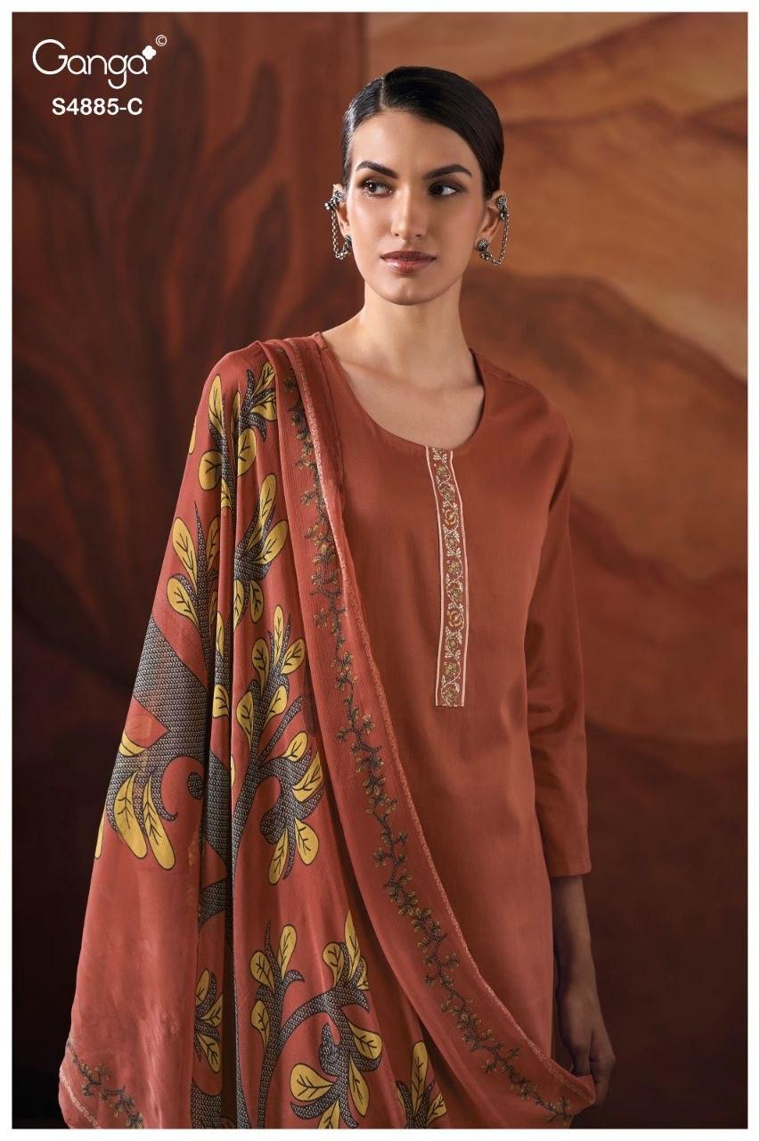 Lvessa S4885 Ganga Cotton Satin Plazzo Style Suits Manufacturer Ahmedabad