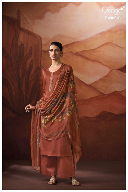 Lvessa S4885 Ganga Cotton Satin Plazzo Style Suits Manufacturer Ahmedabad