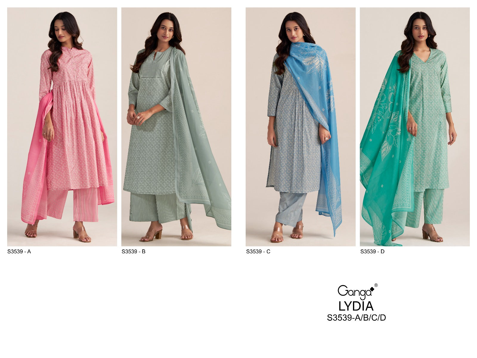 Lydia 3539 Ganga Premium Cotton Pant Style Suits Wholesale