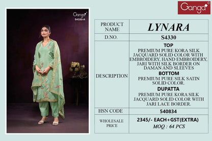 Lynara 4330 Ganga Premium Silk Plazzo Style Suits Manufacturer Ahmedabad