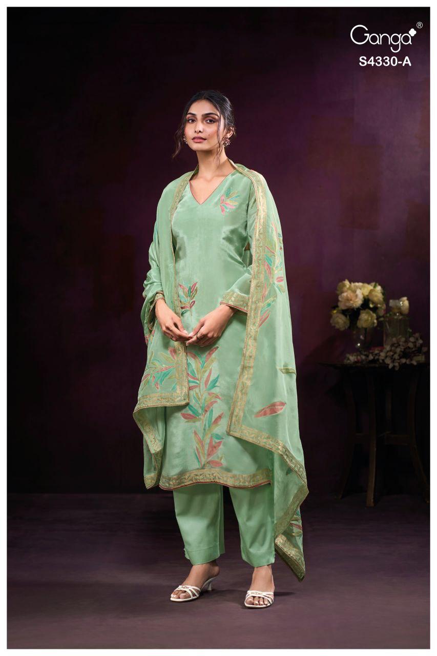 Lynara 4330 Ganga Premium Silk Plazzo Style Suits Manufacturer Ahmedabad