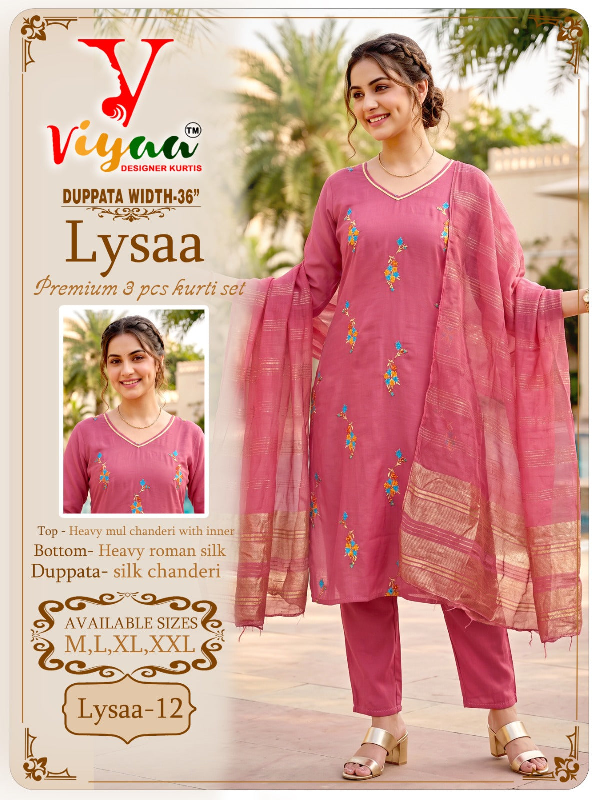 Lysaa Viyaa Chanderi Readymade Pant Style Suits Supplier Gujarat