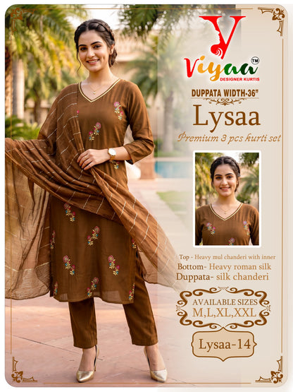 Lysaa Viyaa Chanderi Readymade Pant Style Suits Supplier Gujarat