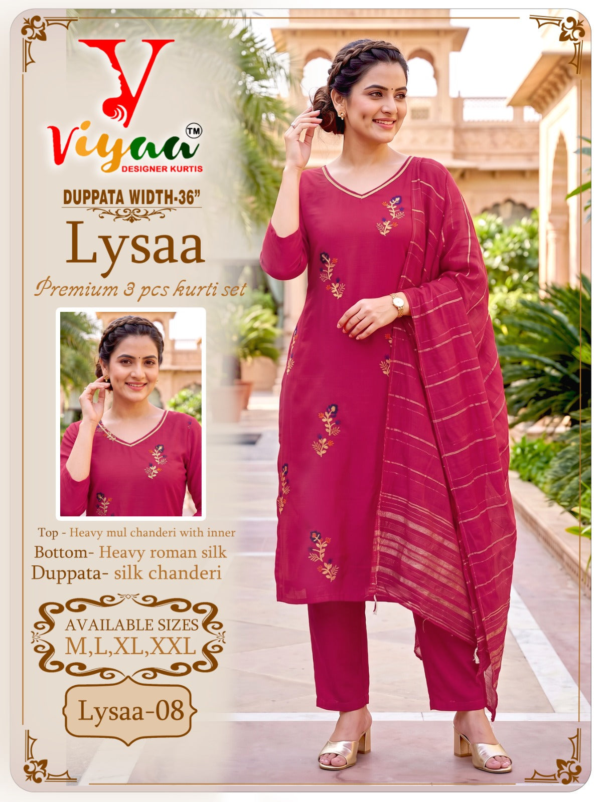 Lysaa Viyaa Chanderi Readymade Pant Style Suits Supplier Gujarat