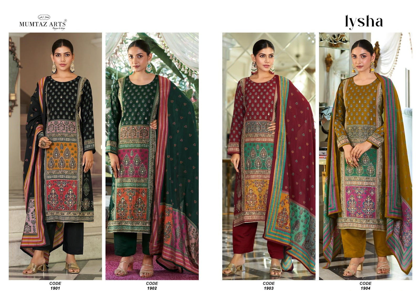 Lysha Mumtaz Arts Modal Silk Karachi Salwar Suits Manufacturer India