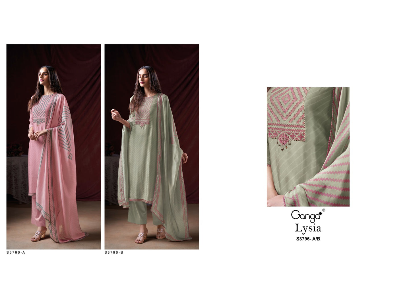Lysia 3796 Ganga Premium Bemberg Plazzo Style Suits Wholesaler Ahmedabad