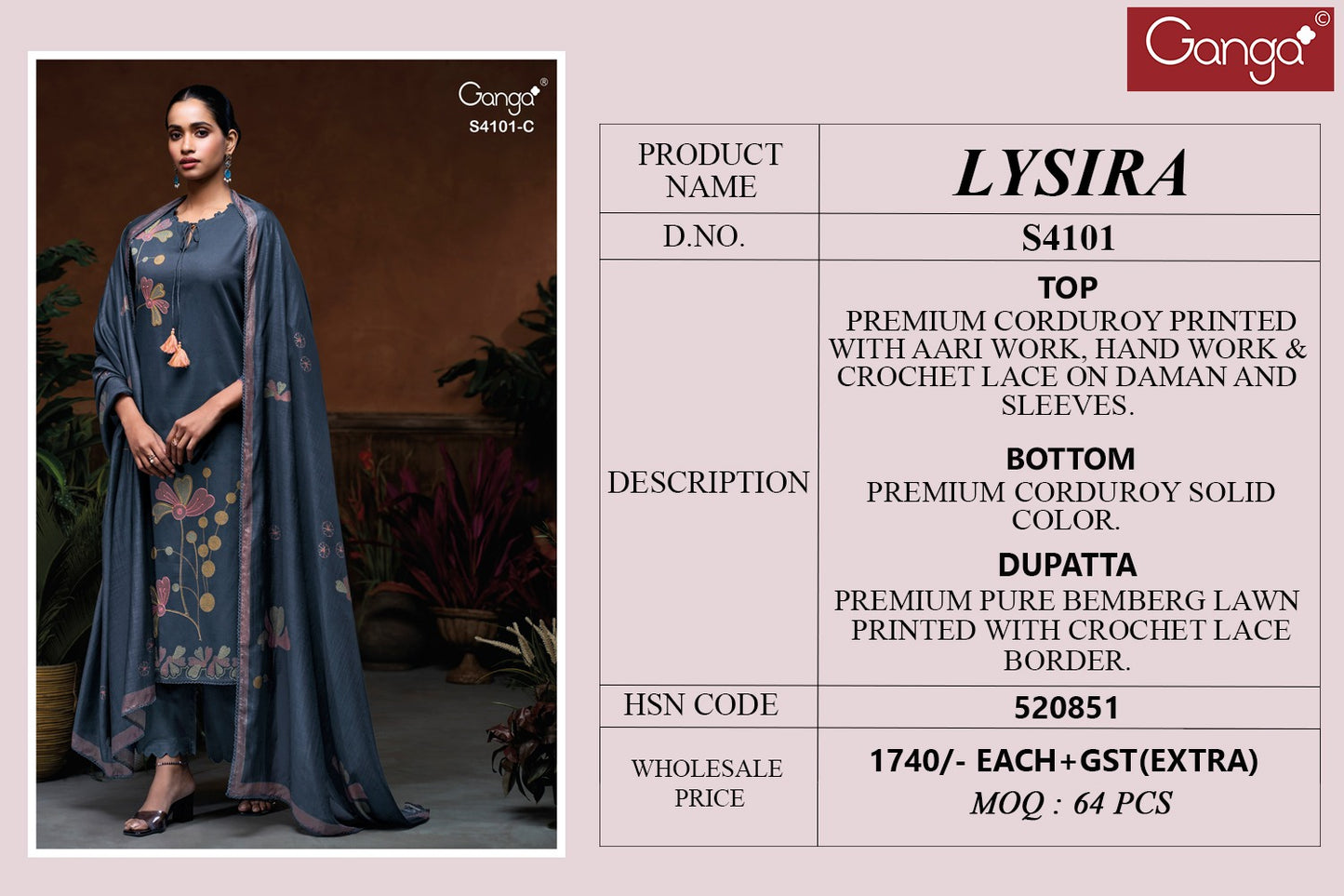 Lysira 4101 Ganga Plazzo Style Suits Manufacturer India