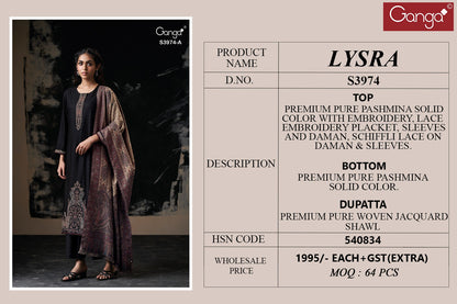 Lysra 3974 Ganga Pashmina Suits Exporter India