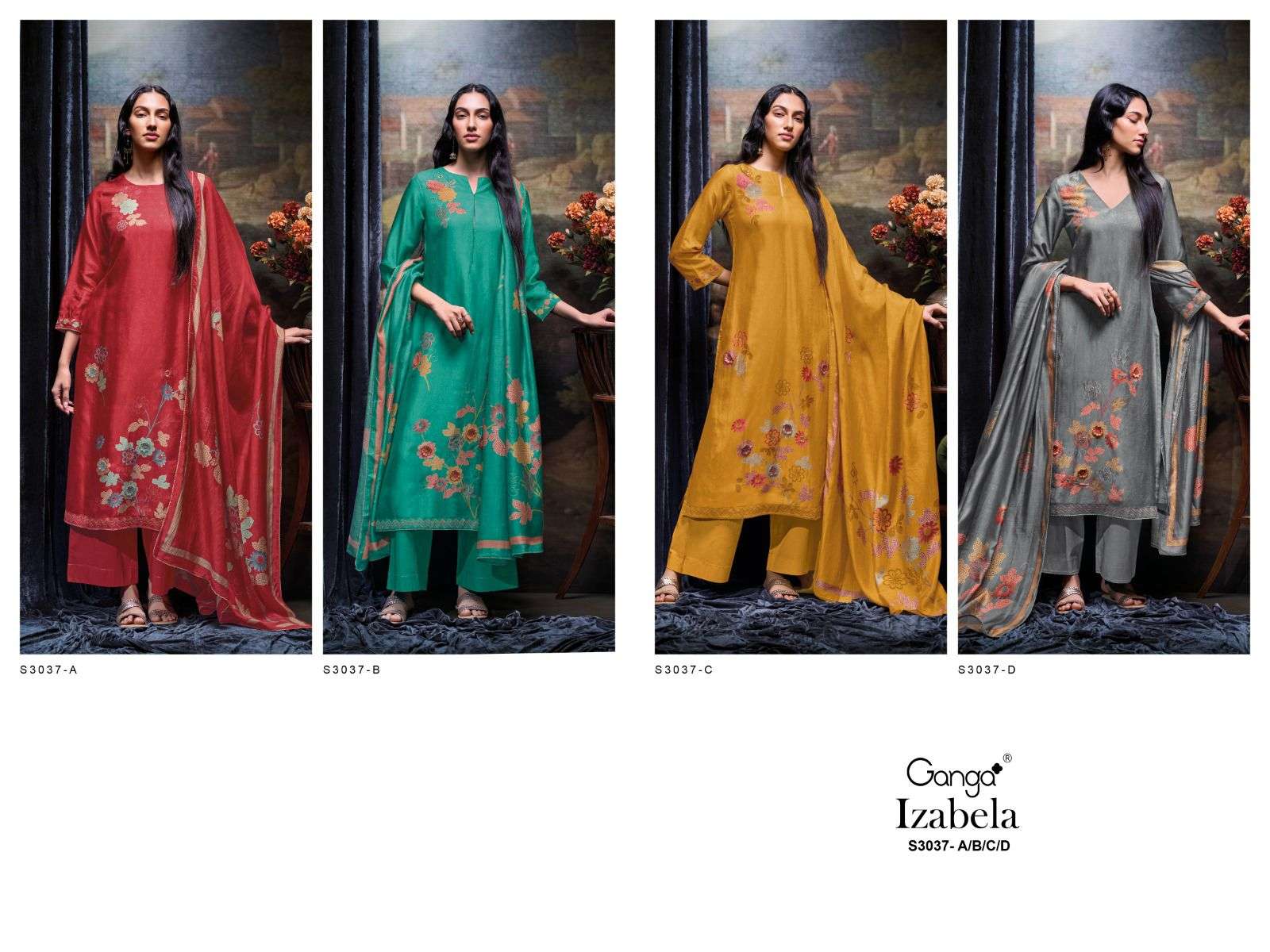 Lzabela S3037 Ganga Russian Silk Plazzo Style Suits Wholesaler
