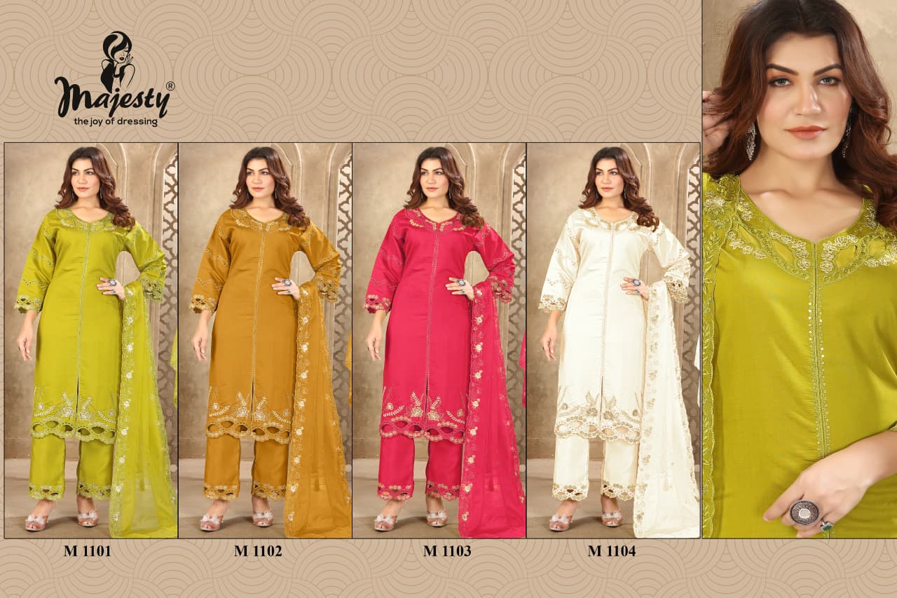 M1101 To M1104 Majesty Roman Silk Pakistani Salwar Suits Supplier India