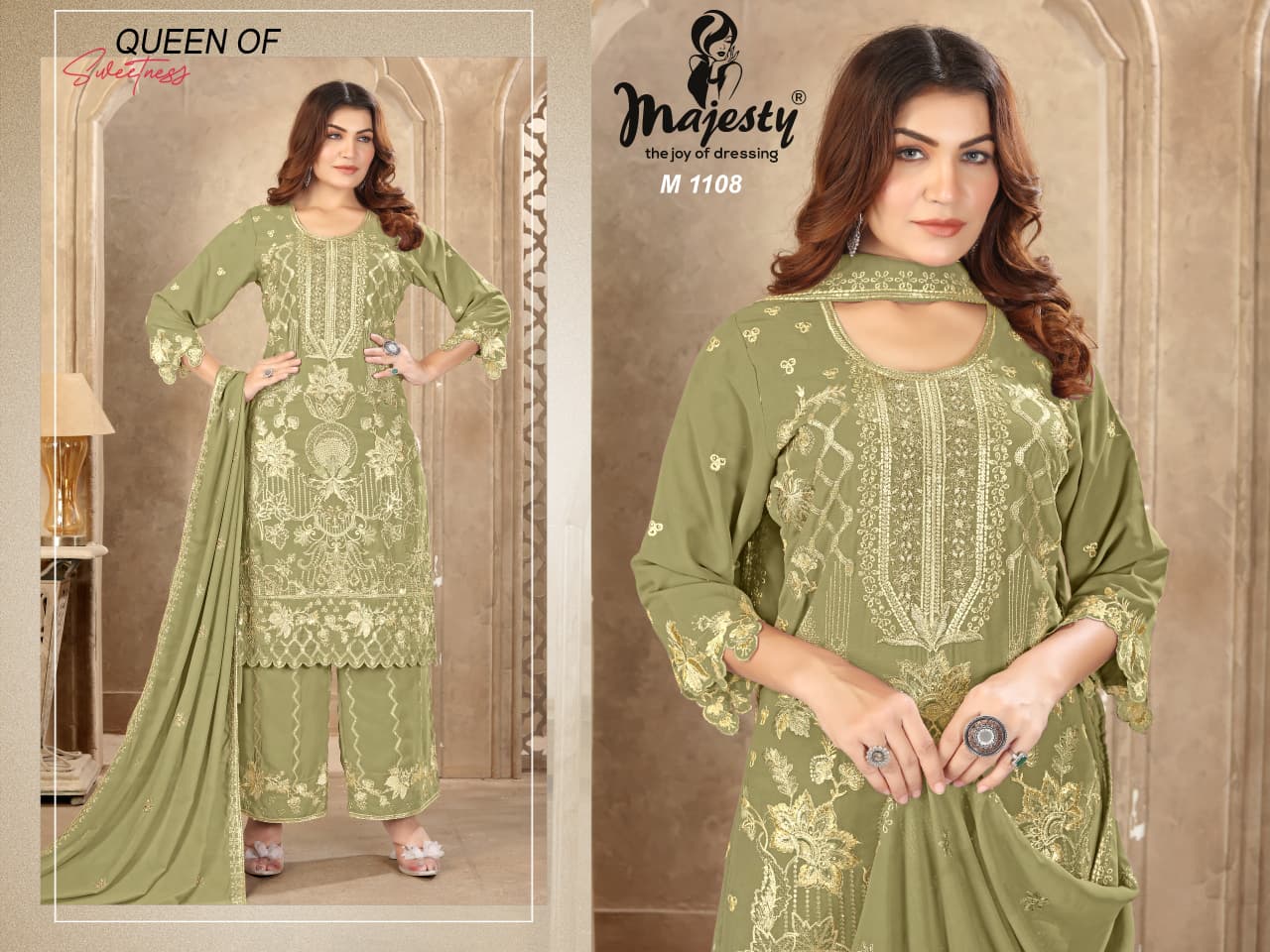 M1105 To M1108 Majesty Fox Georgette Pakistani Salwar Suits Manufacturer India