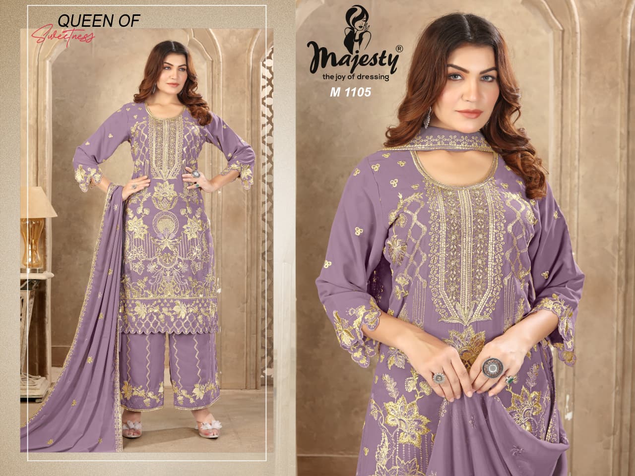 M1105 To M1108 Majesty Fox Georgette Pakistani Salwar Suits Manufacturer India