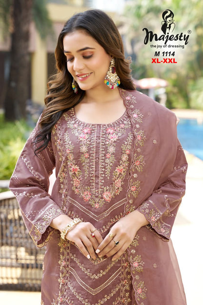 M1113 To M1116 Majesty Mausam Organza Pakistani Salwar Suits Wholesaler Ahmedabad