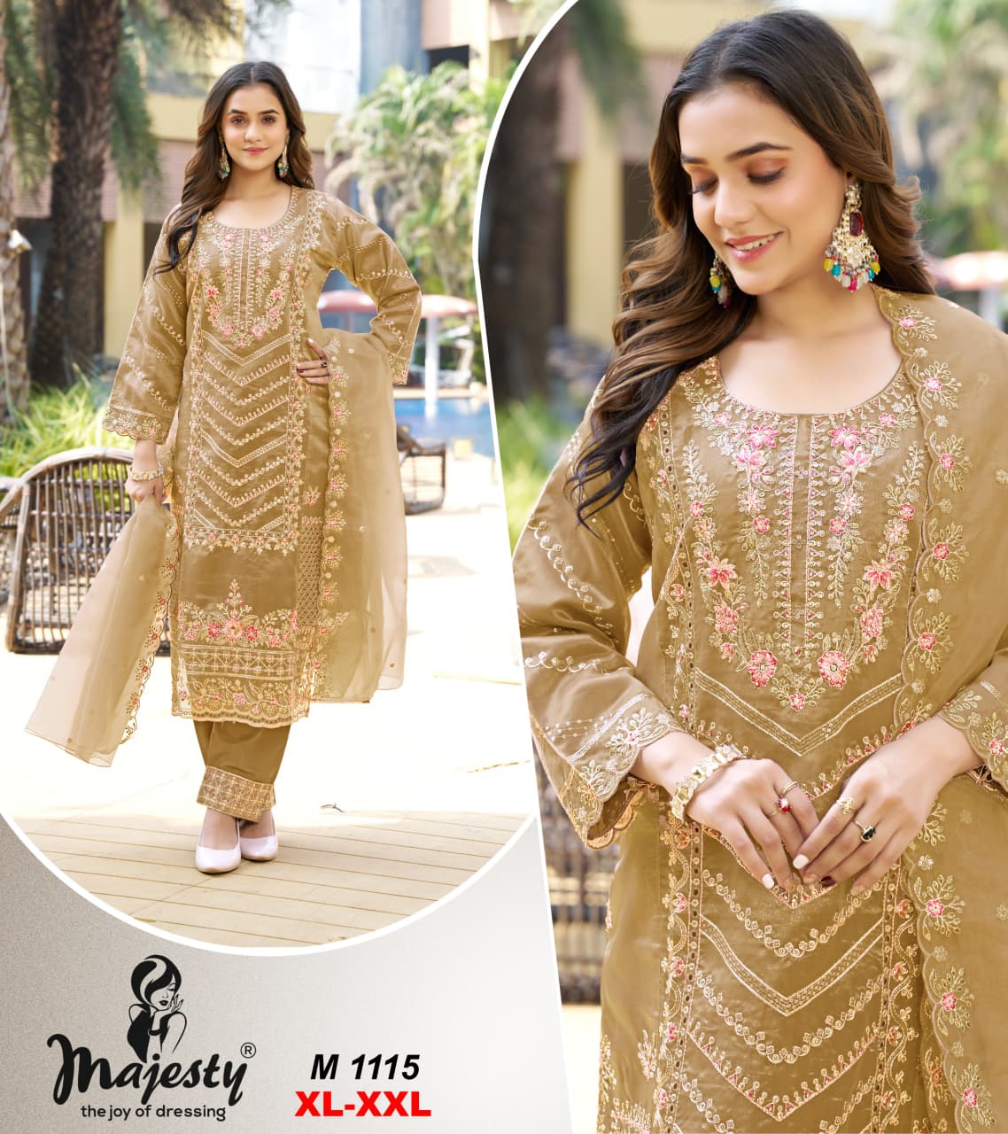 M1113 To M1116 Majesty Mausam Organza Pakistani Salwar Suits Wholesaler Ahmedabad