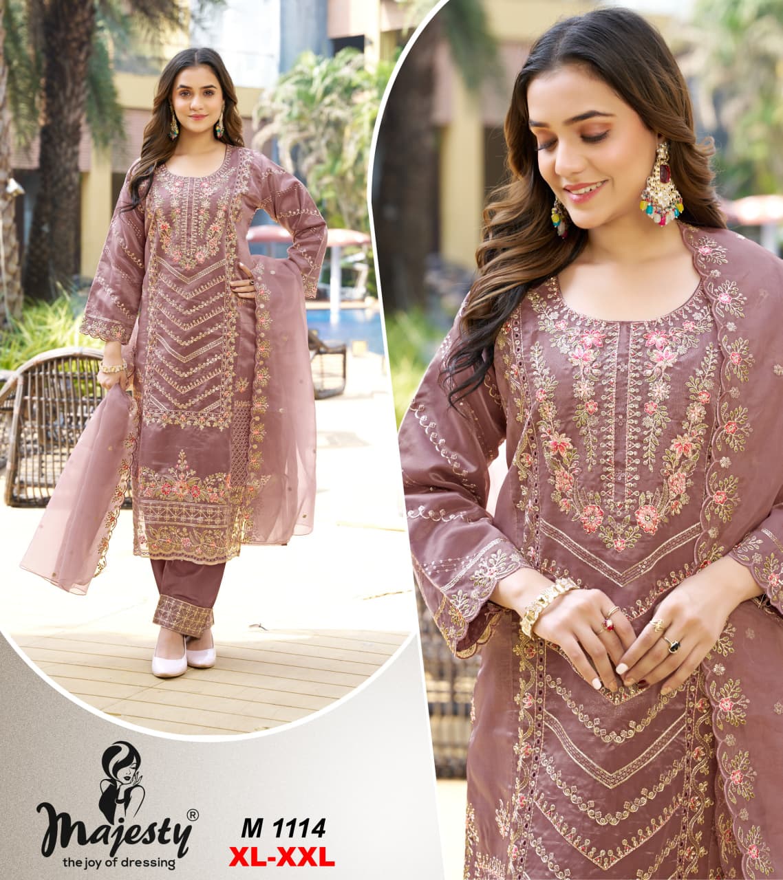 M1113 To M1116 Majesty Mausam Organza Pakistani Salwar Suits Wholesaler Ahmedabad