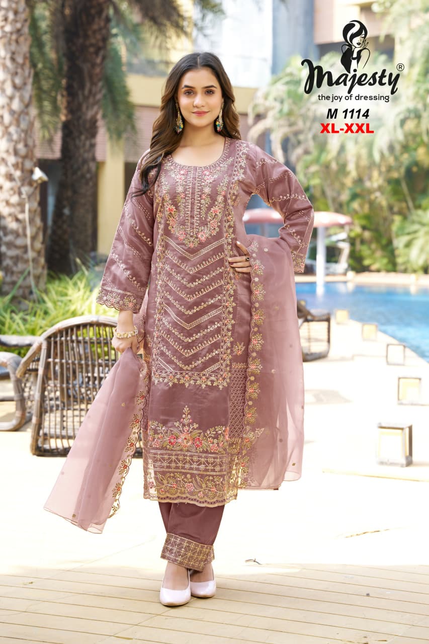 M1113 To M1116 Majesty Mausam Organza Pakistani Salwar Suits Wholesaler Ahmedabad