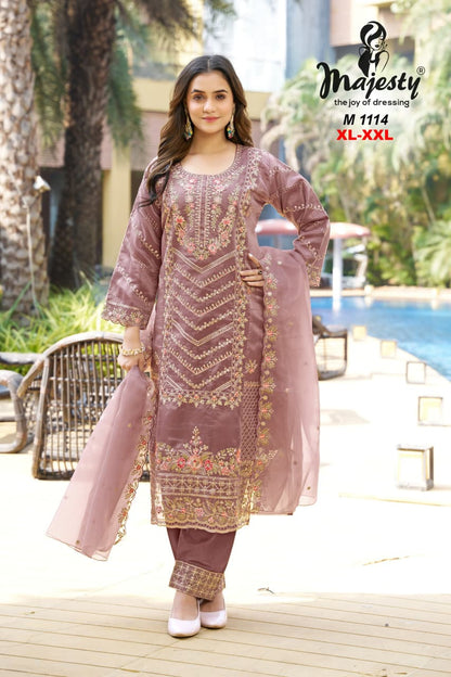 M1113 To M1116 Majesty Mausam Organza Pakistani Salwar Suits Wholesaler Ahmedabad