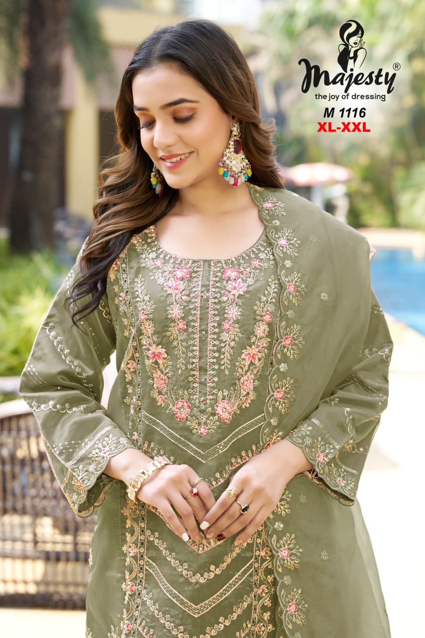 M1113 To M1116 Majesty Mausam Organza Pakistani Salwar Suits Wholesaler Ahmedabad