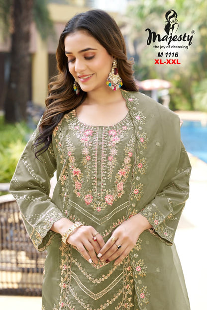 M1113 To M1116 Majesty Mausam Organza Pakistani Salwar Suits Wholesaler Ahmedabad