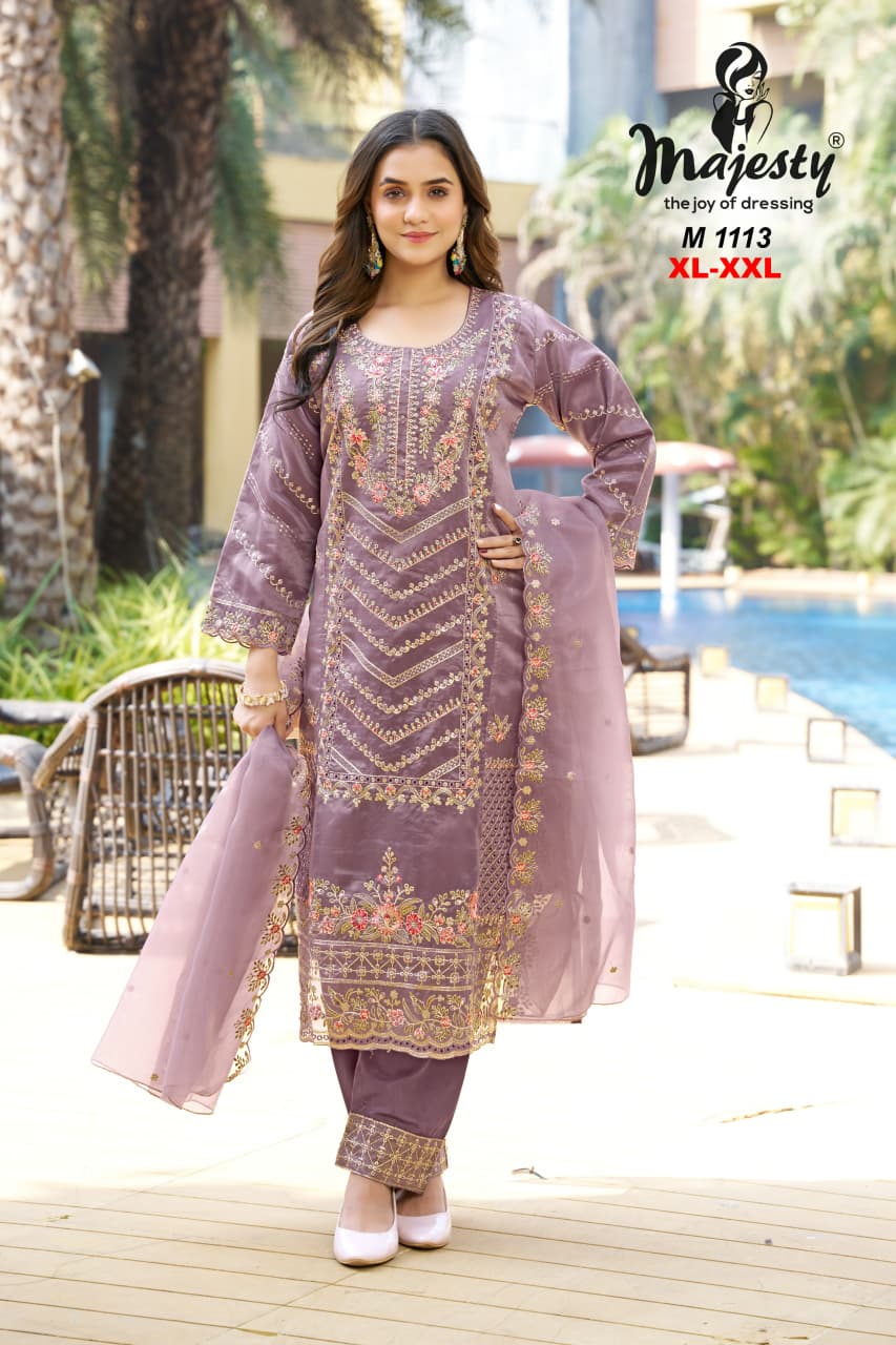 M1113 To M1116 Majesty Mausam Organza Pakistani Salwar Suits Wholesaler Ahmedabad