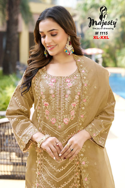 M1113 To M1116 Majesty Mausam Organza Pakistani Salwar Suits Wholesaler Ahmedabad