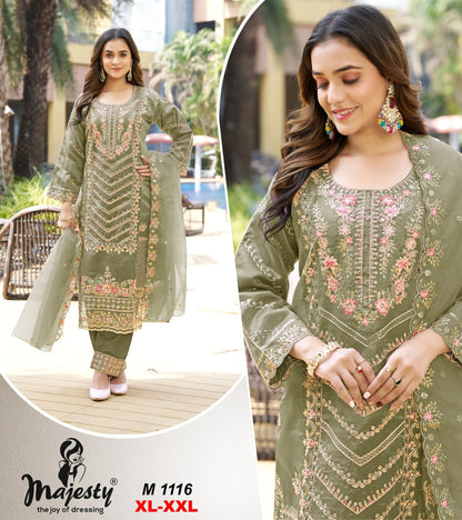 M1113 To M1116 Majesty Mausam Organza Pakistani Salwar Suits Wholesaler Ahmedabad