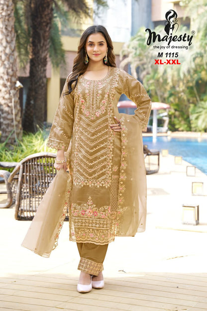 M1113 To M1116 Majesty Mausam Organza Pakistani Salwar Suits Wholesaler Ahmedabad