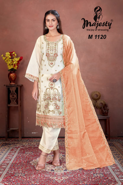 M1117 To M1120 Majesty Organza Pakistani Salwar Suits Exporter India