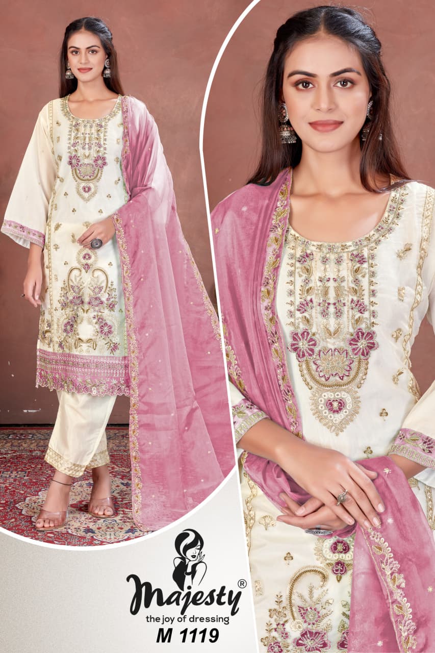 M1117 To M1120 Majesty Organza Pakistani Salwar Suits Exporter India
