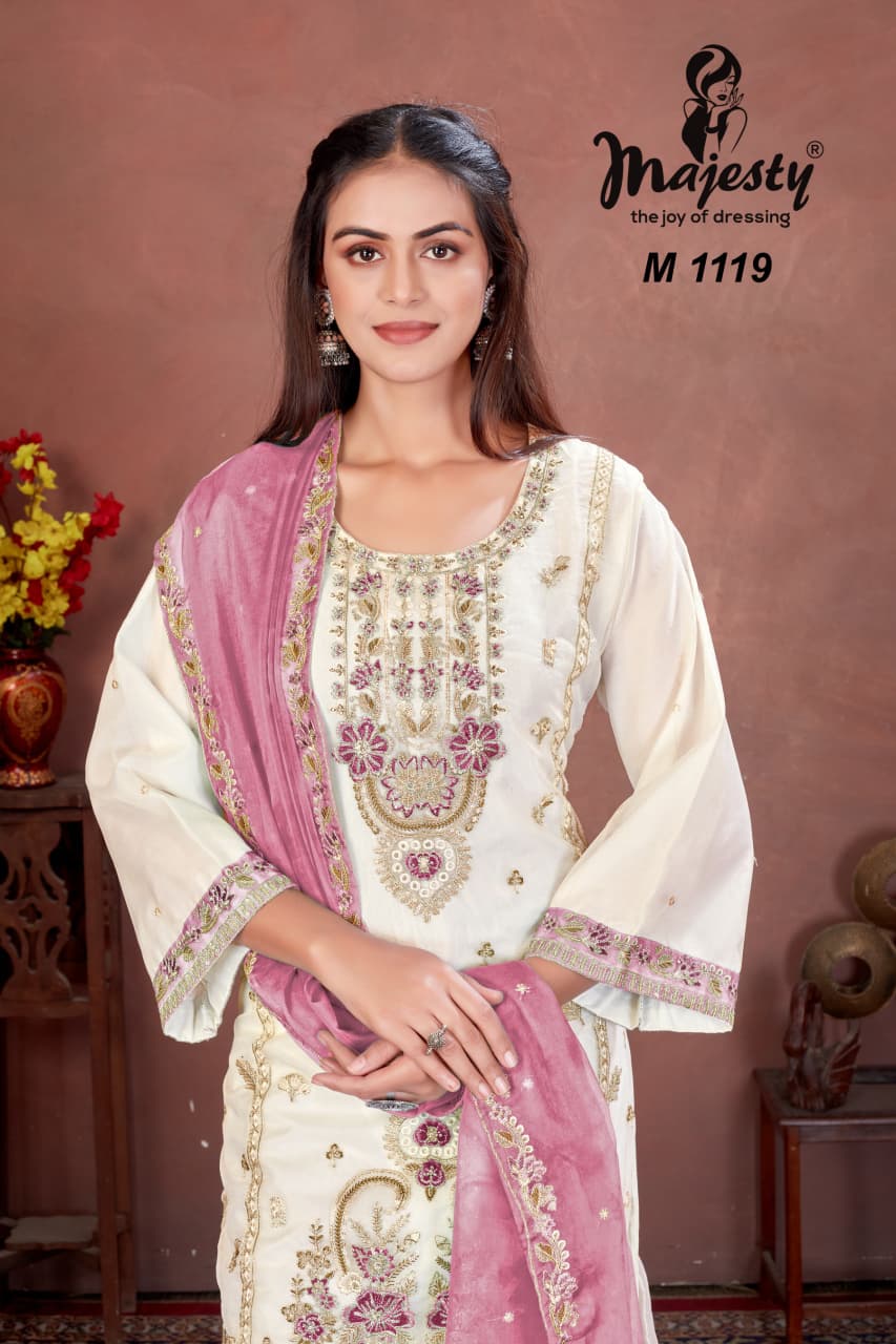 M1117 To M1120 Majesty Organza Pakistani Salwar Suits Exporter India