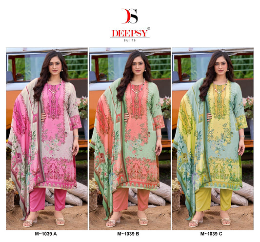 M 1039 Abc Deepsy Viscose Muslin Karachi Salwar Suits Wholesale