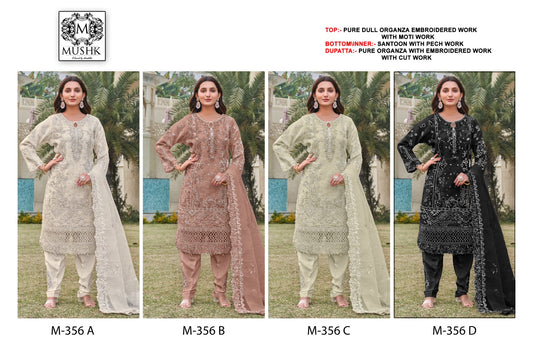 M 356 Mushk Pure Organza Pakistani Salwar Suits Exporter India