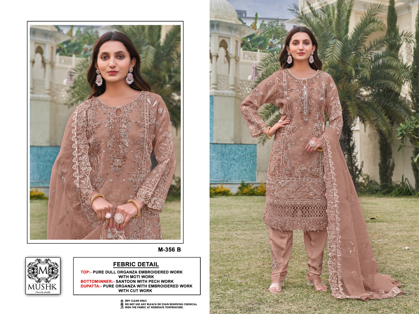 M 356 Mushk Pure Organza Pakistani Salwar Suits Exporter India