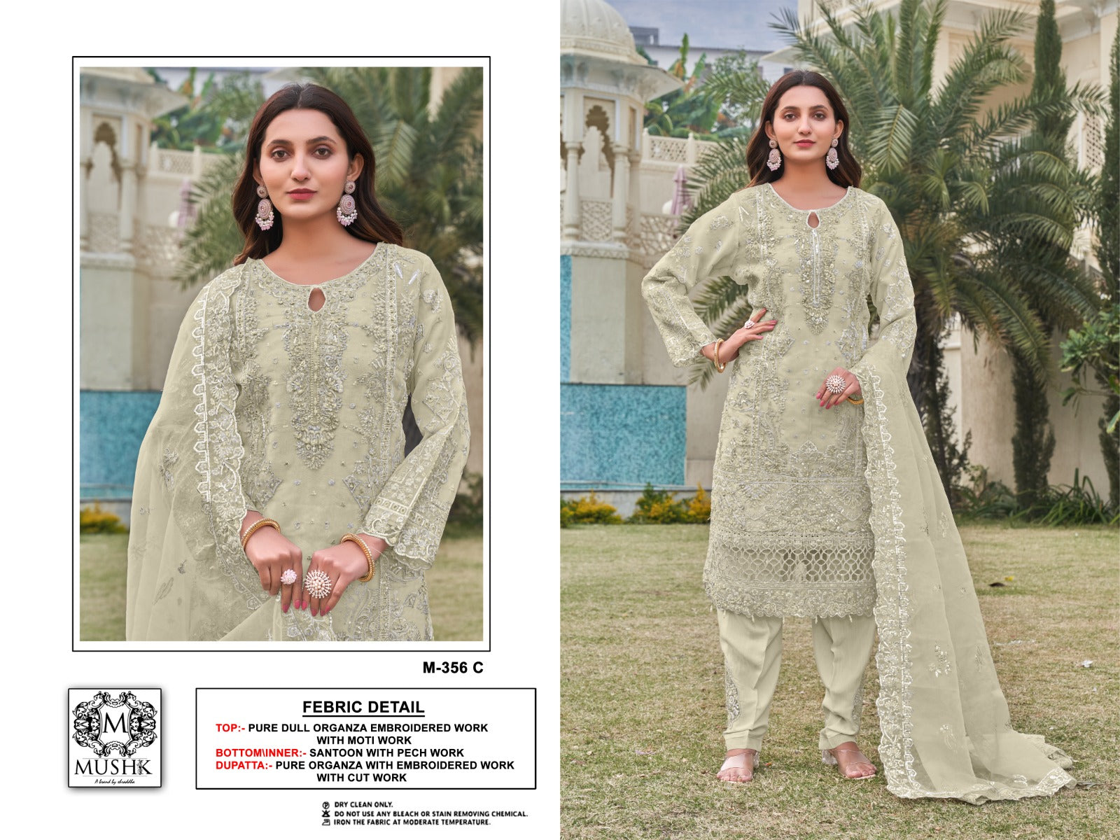 M 356 Mushk Pure Organza Pakistani Salwar Suits Exporter India