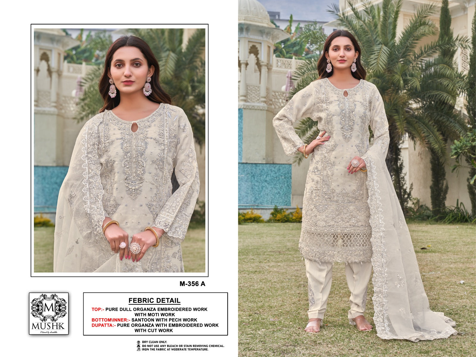M 356 Mushk Pure Organza Pakistani Salwar Suits Exporter India