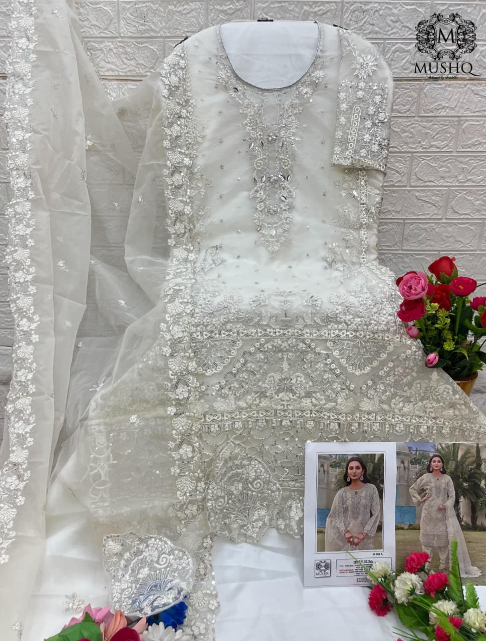 M 356 Mushk Pure Organza Pakistani Salwar Suits Exporter India