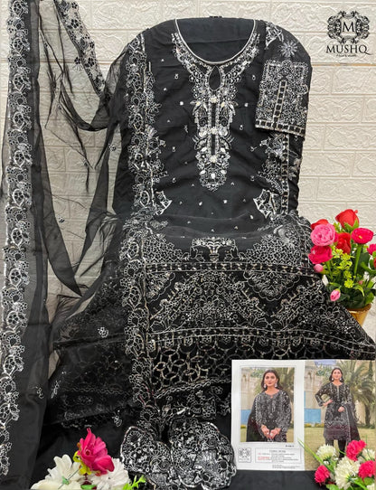 M 356 Mushk Pure Organza Pakistani Salwar Suits Exporter India